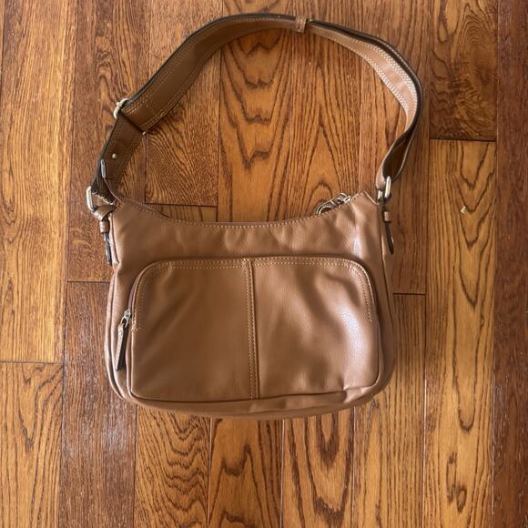 Franco Sarto Brown Faux Leather Handbag Purse Crossbody Shoulder Bag Pockets - Picture 8 of 16